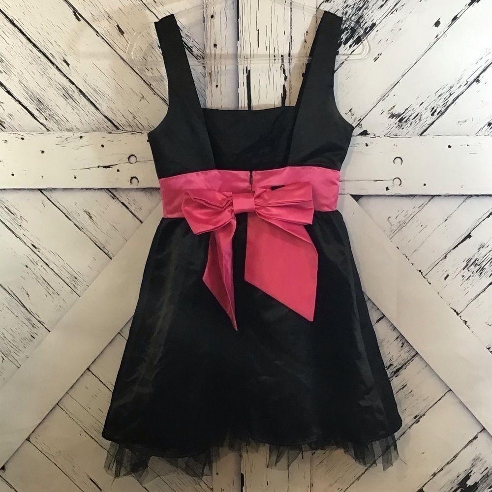 Sparks Black Dress w/ Hot Pink Bow
